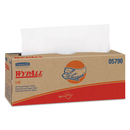 WypAll L40 Towels, POP-UP Box, White, 16 2-5 x 9 4-5, 100-Box, 9 Boxes-Carton 5790