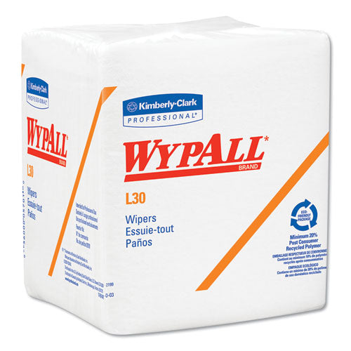 WypAll L30 Towels, Quarter Fold, 12 1-2 x 12, 90-Polypack, 12 Polypacks-Carton 5812