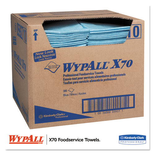 WypAll X70 Foodservice Towels, 1-4 Fold, 12 1-2 x 23 1-2, Blue, 300-Carton 5927