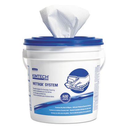 Kimtech Wipers for WETTASK System, Bleach, Disinfectants and Sanitizers, 12 x 12.5, 60-Roll, 5 Rolls and 1 Bucket-Carton KCC 06001