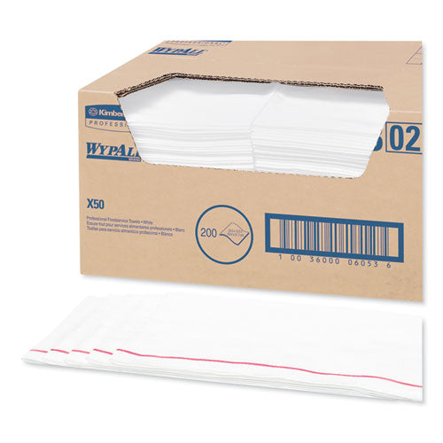 WypAll X50 Foodservice Towels, 1-4 Fold, 23 1-2 x 12 1-2, White, 200-Carton KCC 06053