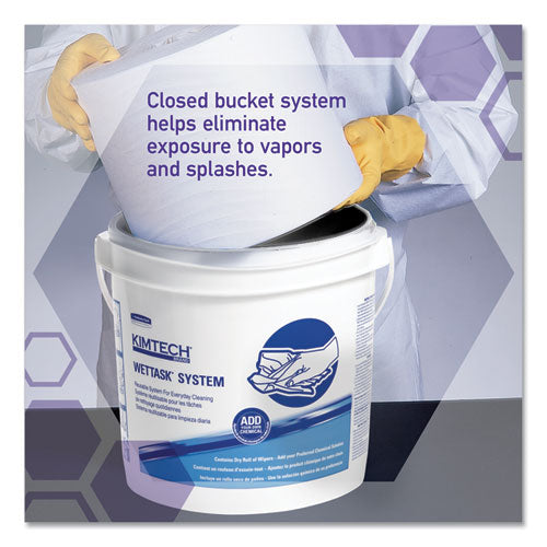 Kimtech Wipers for WETTASK System, Bleach, Disinfectants and Sanitizers, 6 x 12, 140-Roll, 6 Rolls and 1 Bucket-Carton 0621102