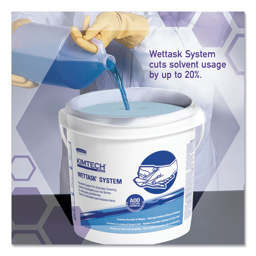 Kimtech Wipers for WETTASK System, Bleach, Disinfectants and Sanitizers, 6 x 12, 140-Roll, 6 Rolls and 1 Bucket-Carton 0621102