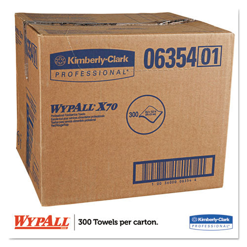 WypAll X70 Wipers, 12 1-2 x 23 1-2, Red, 300-Box KCC 06354