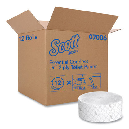Scott Essential Coreless JRT, Septic Safe, 2-Ply, White, 1150 ft, 12 Rolls-Carton 7006