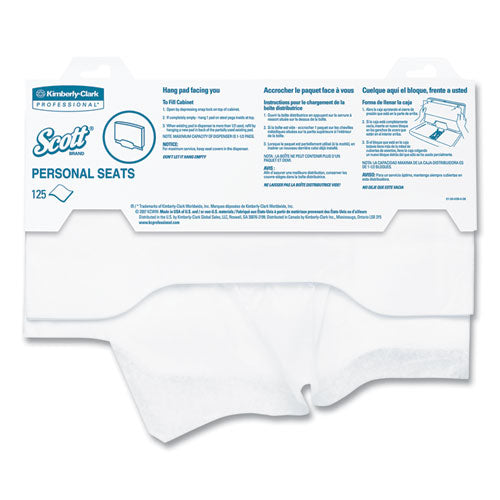 Scott Personal Seats Sanitary Toilet Seat Covers, 15 x 18, White, 125-Pack, 24 Packs-Carton 07140