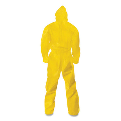 KleenGuard A70 Chemical Spray Protection Coveralls, Hooded, Storm Flap, Yellow, Large,12-Carton KCC09813