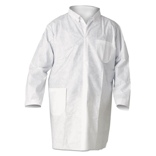 KleenGuard A20 Breathable Particle Protection Lab Coat, Snap Closure-Open Wrists-Pockets, Large, White, 25-Carton KCC 10029