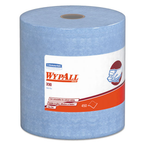 WypAll X90 Cloths, Jumbo Roll, 11 1-10 x 13 2-5, Denim Blue, 450-Roll, 1 Roll-Carton KCC 12889