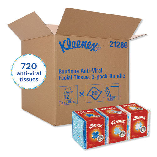 Kleenex Boutique Anti-Viral Pop Up Facial Tissue 3 Ply 60 Sheets White (12 Pack) KCC21286