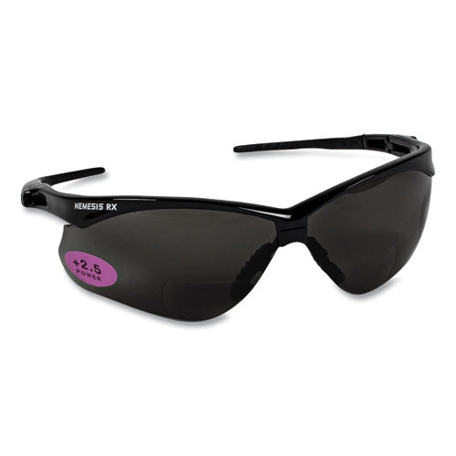 KleenGuard V60 Nemesis Rx Reader Safety Glasses, Black Frame, Smoke Lens, +2.5 Diopter Strength, 12-Carton KCC22519