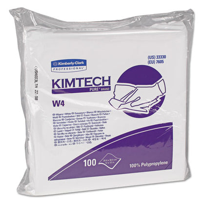 Kimtech W4 Critical Task Wipers, Flat Double Bag, 12x12, White, 100-Pack, 5 Packs-Carton 33330