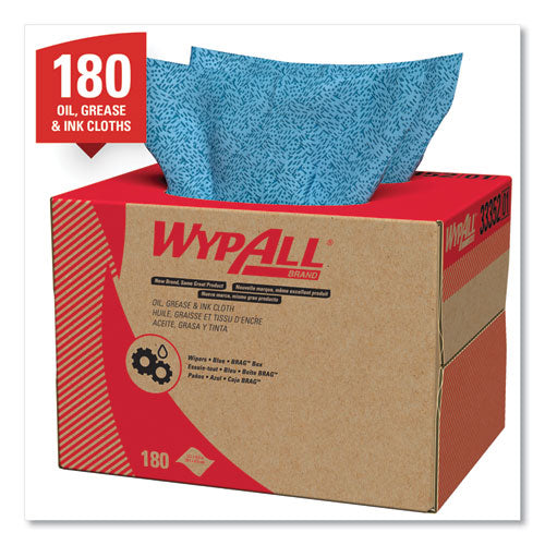 WypAll Oil, Grease and Ink Cloths, BRAG Box, 12.1 x 16.8, Blue, 180-Box KCC 33352