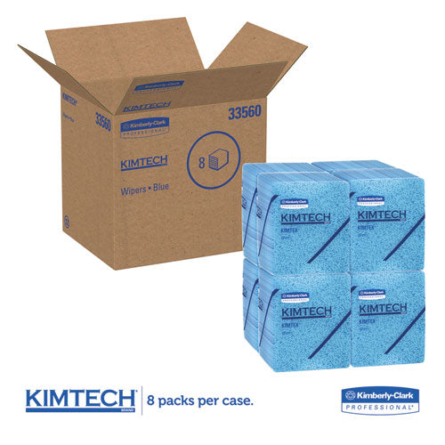 WypAll Oil, Grease and Ink Cloths, 1-4 Fold, 12 1-2 x 12, Blue, 66-Box, 8 Boxes-Carton 33560