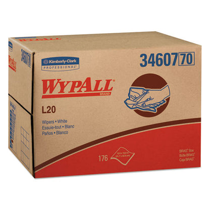 WypAll L20 Towels, Brag Box, 12 1-2 x 16 4-5, Multi-Ply, White, 176-Box 34607