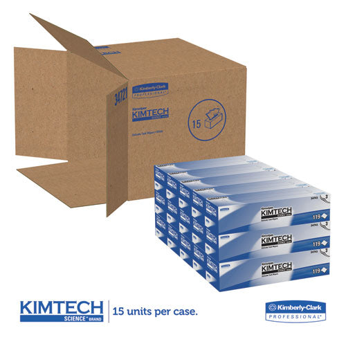 Kimtech Kimwipes Delicate Task Wipers, 3-Ply, 11 4-5 x 11 4-5, 119-Box, 15 Boxes-Carton KCC 34743
