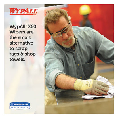 WypAll X60 Cloths, 1-4 Fold, 11 x 23, White, 100-Box, 9-Carton 34770