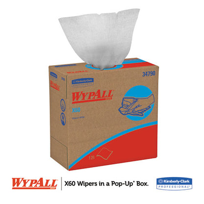 WypAll X60 Cloths, POP-UP Box, White, 9 1-8 x 16 7-8, 126-Box, 10 Boxes-Carton 34790CT