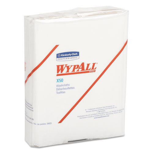 WypAll X50 Cloths, 1-4 Fold, 10 x 12 1-2, White, 26-Pack, 32 Packs-Carton KCC 35025