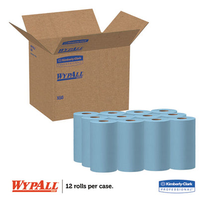 WypAll X60 Cloths, Small Roll, 9.8 x 13.4, Blue, 130-Roll, 12 Rolls-Carton 35411