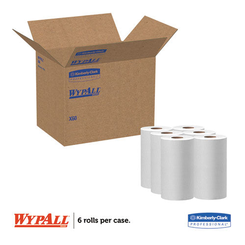 WypAll X60 Cloths, Small Roll, 19 3-5 x 13 2-5, White, 130-RL, 6 RL-CT 35421