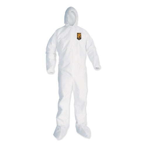 KleenGuard A35 Liquid and Particle Protection Coveralls, Zipper Front, Hooded, Elastic Wrists and Ankles, 2X-Large, White, 25-Carton 38941