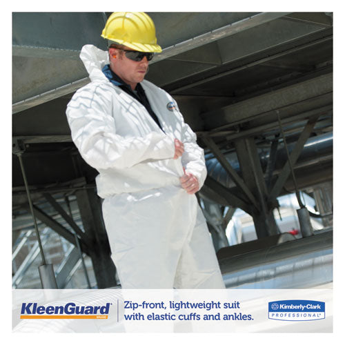 KleenGuard A35 Liquid and Particle Protection Coveralls, Zipper Front, Hooded, Elastic Wrists and Ankles, 2X-Large, White, 25-Carton 38941