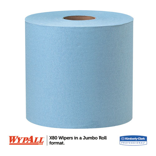 WypAll X80 Cloths with HYDROKNIT, Jumbo Roll, 12 1-2 x 13 2-5, Blue, 475-Roll 41043