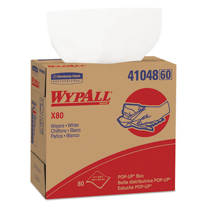 WypAll X80 Cloths, HYDROKNIT, POP-UP Box, 9 1-10 x 16 4-5, White, 80-Bx, 5 Boxes-Carton 41048