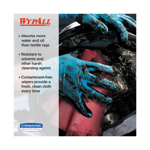 WypAll X80 Cloths, HYDROKNIT, Jumbo Roll, 12 1-2 x 13 2-5, Red, 475 Wipers-Roll 41055