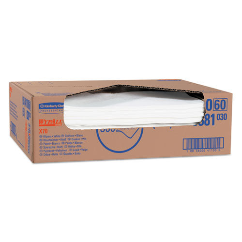 WypAll X70 Cloths, Flat Sheet, 14.9 x 16.6, White, 300-Carton 41100