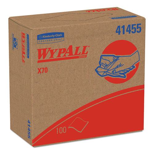 WypAll X70 Cloths, POP-UP Box, 9 1-10 x 16 4-5, White, 100-Box, 10 Boxes-Carton 41455