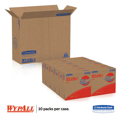 WypAll X70 Cloths, POP-UP Box, 9 1-10 x 16 4-5, White, 100-Box, 10 Boxes-Carton 41455