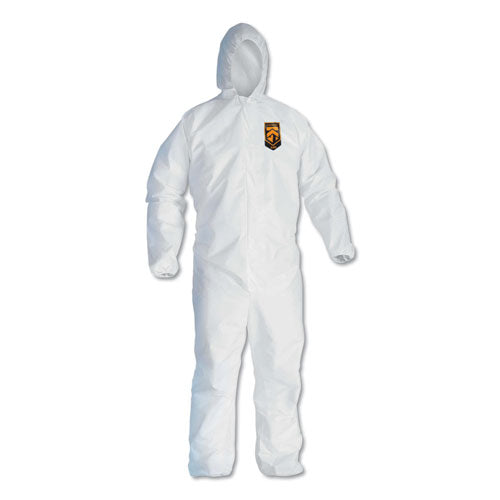 KleenGuard A40 Elastic-Cuff and Ankle Hooded Coveralls, White, Large, 25-Carton KCC 44323