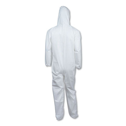KleenGuard A40 Elastic-Cuff and Ankle Hooded Coveralls, 4X-Large, White, 25-Carton KCC 44327