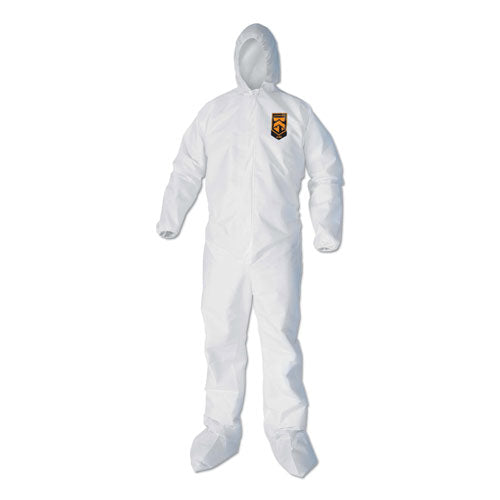 KleenGuard A40 Elastic-Cuff, Ankle, Hood and Boot Coveralls, Large, White, 25-Carton 44333
