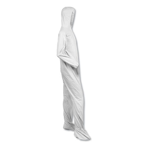 KleenGuard A40 Elastic-Cuff, Ankle, Hood and Boot Coveralls, X-Large, White, 25-Carton 44334