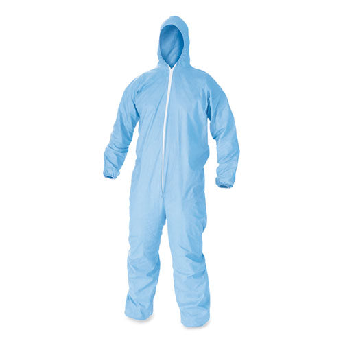 KleenGuard A65 Zipper Front Flame-Resistant Hooded Coveralls, Elastic Wrist and Ankles, Blue, X-Large, 25-Carton KCC45324