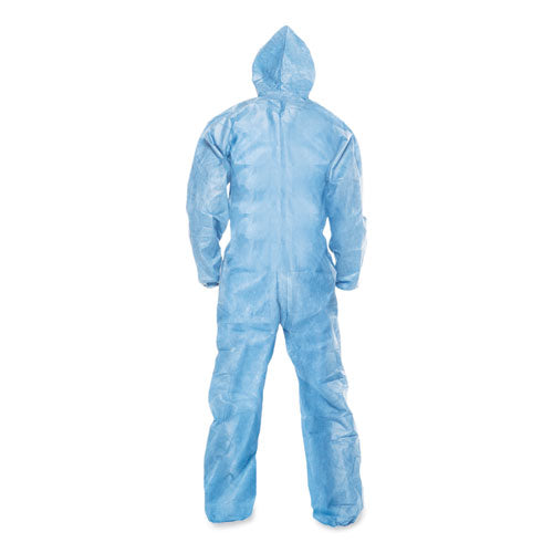 KleenGuard A65 Zipper Front Flame-Resistant Hooded Coveralls, Elastic Wrist and Ankles, Blue, X-Large, 25-Carton KCC45324