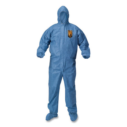 KleenGuard A65 Zipper Front Hood and Boot Flame-Resistant Coveralls, Elastic Wrist and Ankles, Blue, 2X-Large, 25-Carton KCC 45355