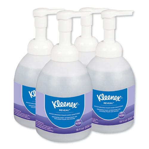 Kleenex Reveal Ultra Moisturizing Foam Hand Sanitizer, 18 oz Bottle, Clear, 4-Carton 45826