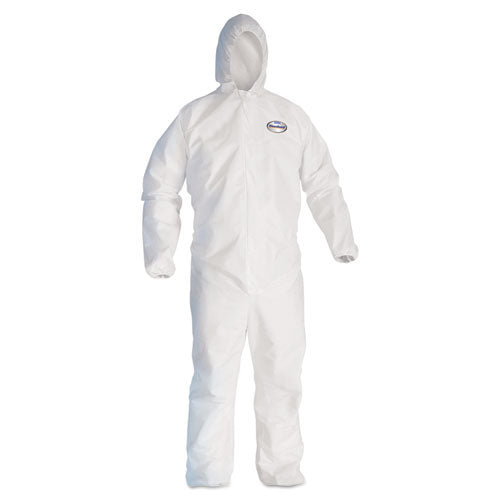 KleenGuard A30 Elastic Back and Cuff Hooded Coveralls, 3X-Large, White, 25-Carton KCC 46113