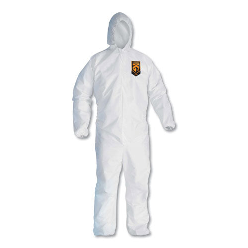 KleenGuard A30 Elastic-Back and Cuff Hooded Coveralls, White, X-Large, 25-Carton KCC 46114