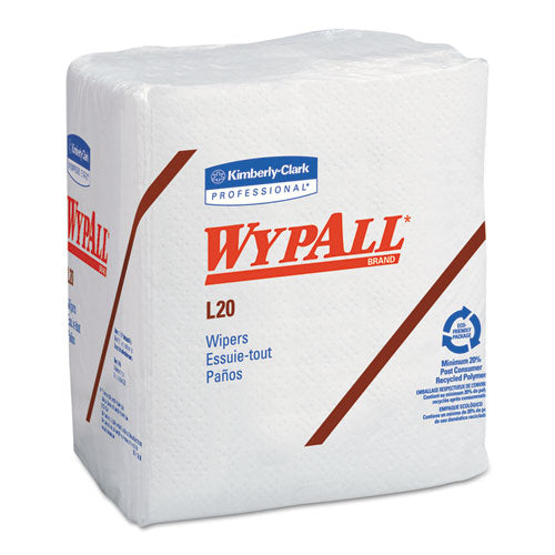 WypAll L20 Towels, 1-4 Fold, 4-Ply, 12 1-5 x 13, White, 68-Pack, 12-Carton KCC 47022