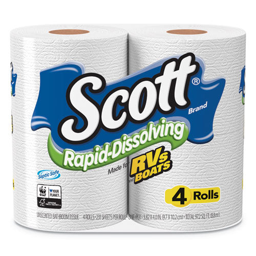 Scott Rapid Dissolving Toilet Tissue Paper 1 Ply 231 Sheets White (48 Rolls) 47617