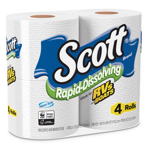 Scott Rapid Dissolving Toilet Tissue Paper 1 Ply 231 Sheets White (48 Rolls) 47617