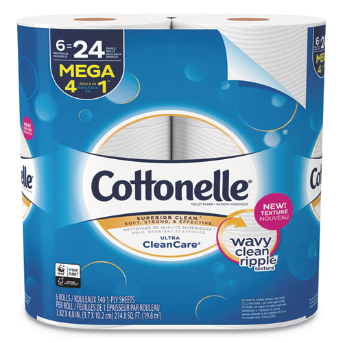 Cottonelle Ultra CleanCare Mega Roll Toilet Tissue Paper 1 Ply 340 Sheets White (36 Rolls) 47747