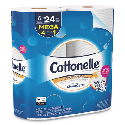 Cottonelle Ultra CleanCare Mega Roll Toilet Tissue Paper 1 Ply 340 Sheets White (36 Rolls) 47747