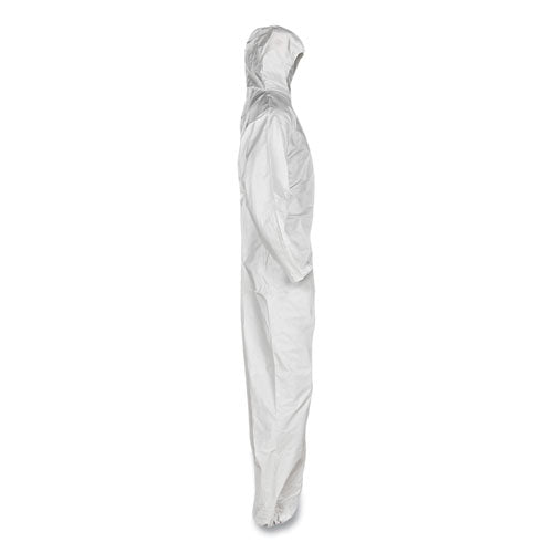 KleenGuard A20 Breathable Particle Protection Coveralls, Elastic Back, Hood, Medium, White, 24-Carton KCC49112