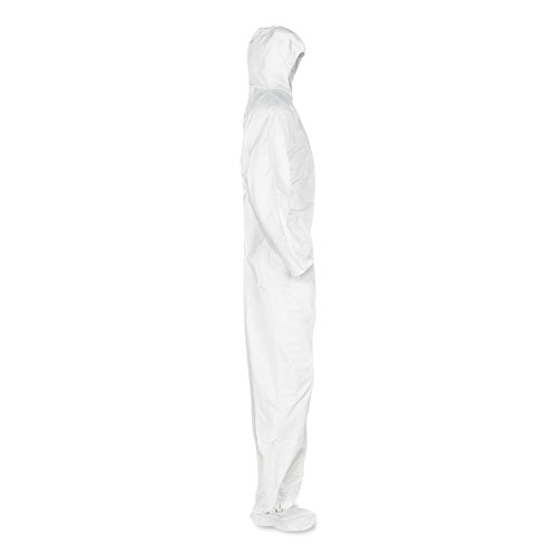 KleenGuard A20 Breathable Particle Protection Coveralls, Elastic Back, Hood and Boots, Large, White, 24-Carton KCC49123